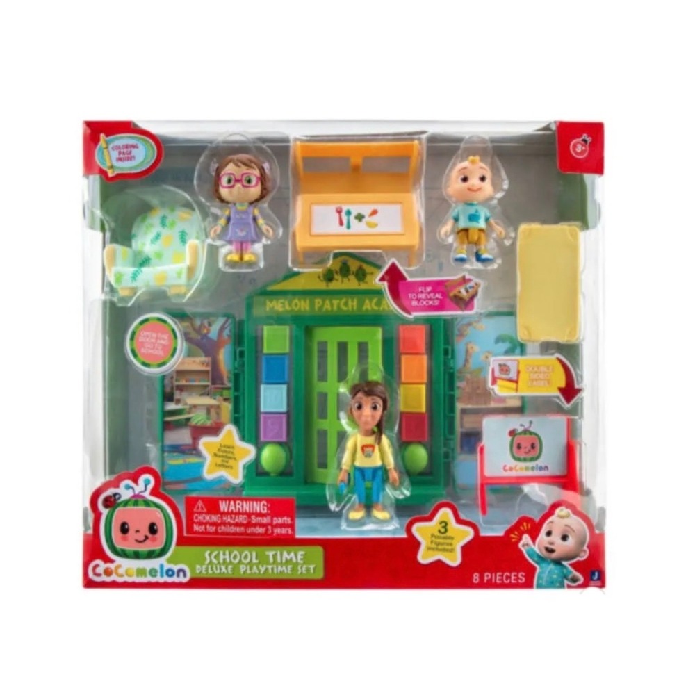 CoComelon School Time Deluxe Playset 8 Pieces Melon Patch‎ Academy